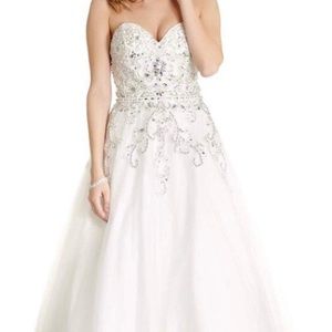 White Bejeweled Sweetheart Gown